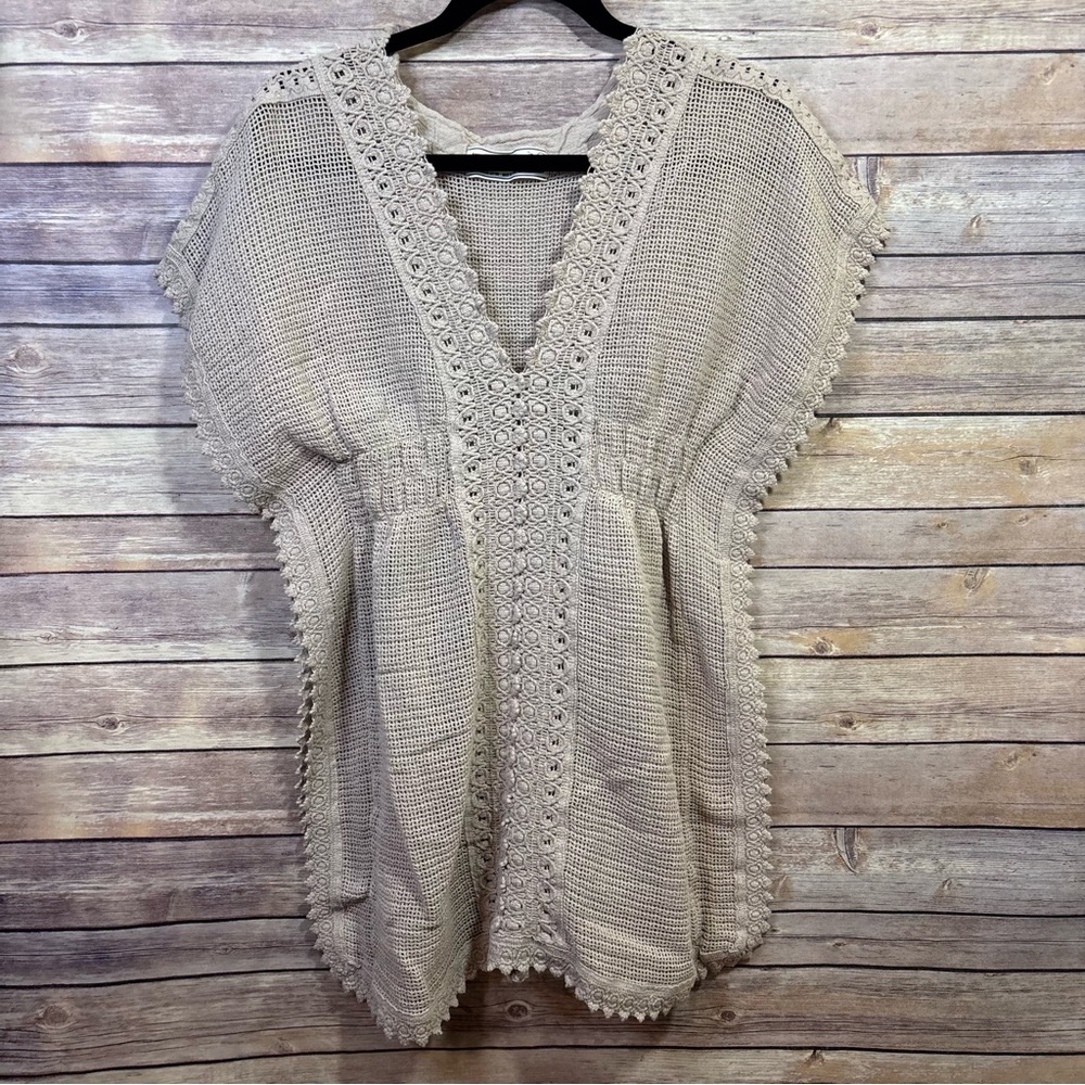 Seaspice Mesh Peruvian Cotton Cover Up Size Small Beige Beach Resort Cruise